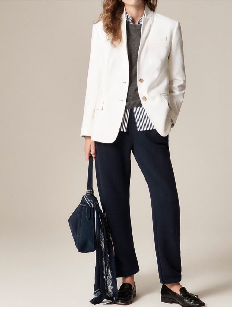 J. Crew White Single-Breasted Blazer